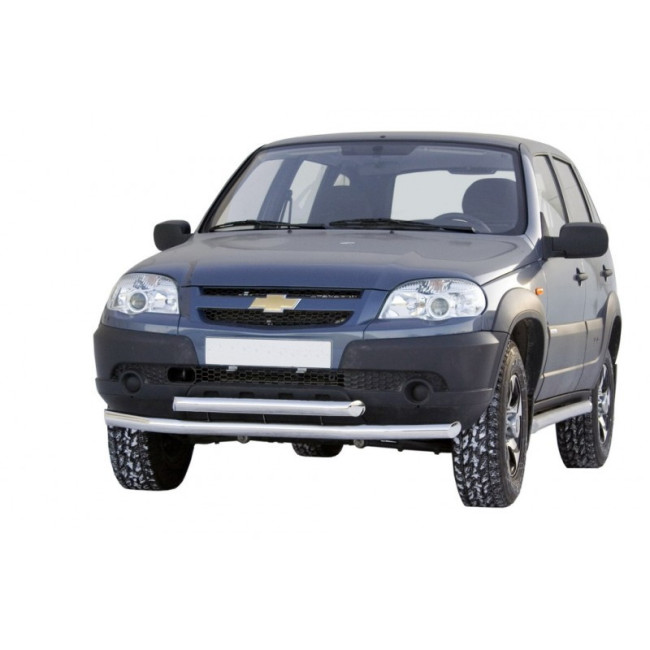 Защита переднего бампера "Труба двойная" ВАЗ 2123 "Chevrolet Niva" RS (d63.5) купить в интернет-магазине tuning63